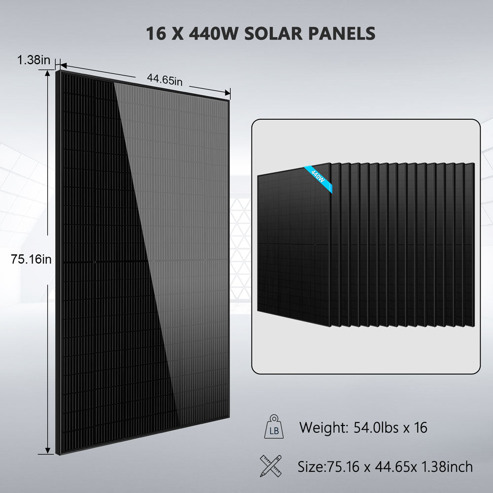 Hybrid Solar Kit 11.4KW 48V Split Phase 20.48KWH/51.2KWH Lithium Battery 450 Watt Solar Panel SGH-11N2E/ SGH-11N5E