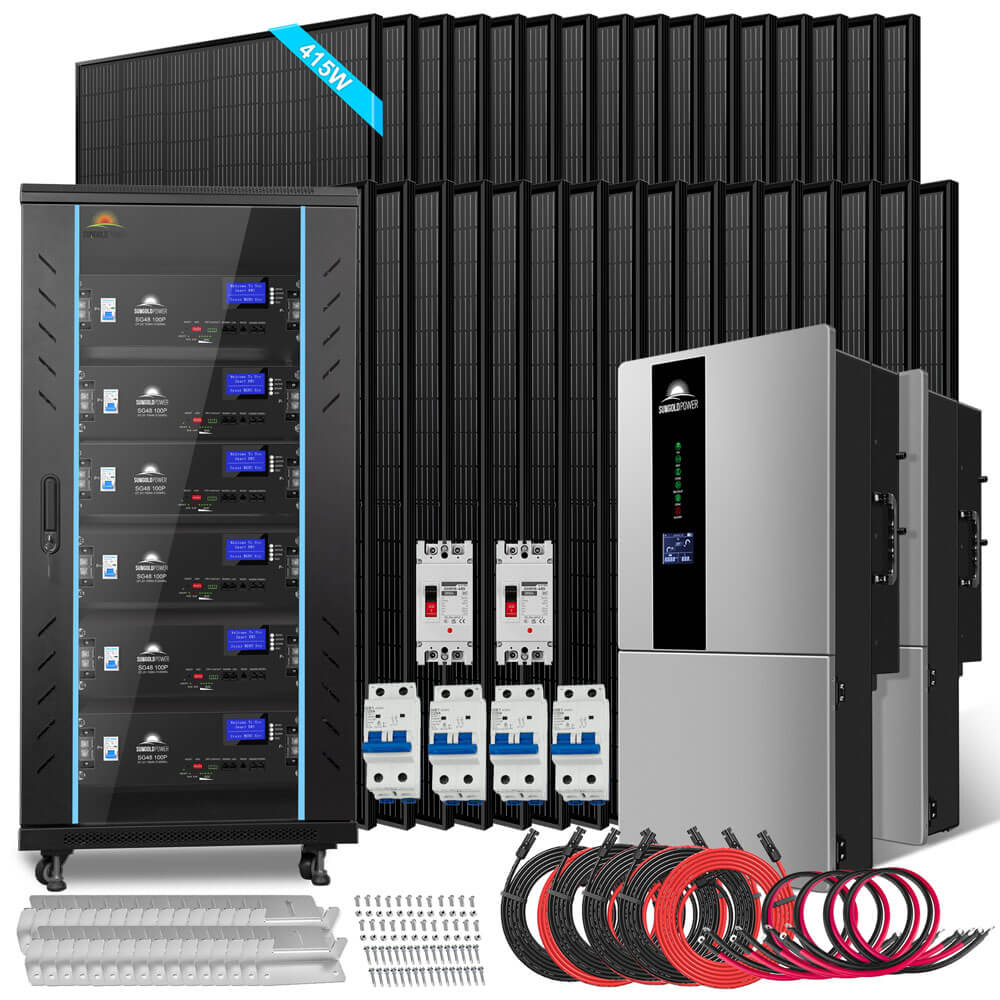 Hybrid Solar Kit 7.6KW 48V Split Phase 15.36KWH/30.72KWH Lithium Battery 415/ 500 Watt Solar Panel SGH-7.6N3E/ SGH-7.6DN6E