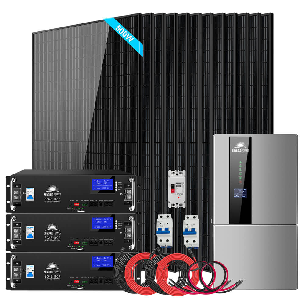 Hybrid Solar Kit 7.6KW 48V Split Phase 15.36KWH/30.72KWH Lithium Battery 415/ 500 Watt Solar Panel SGH-7.6N3E/ SGH-7.6DN6E