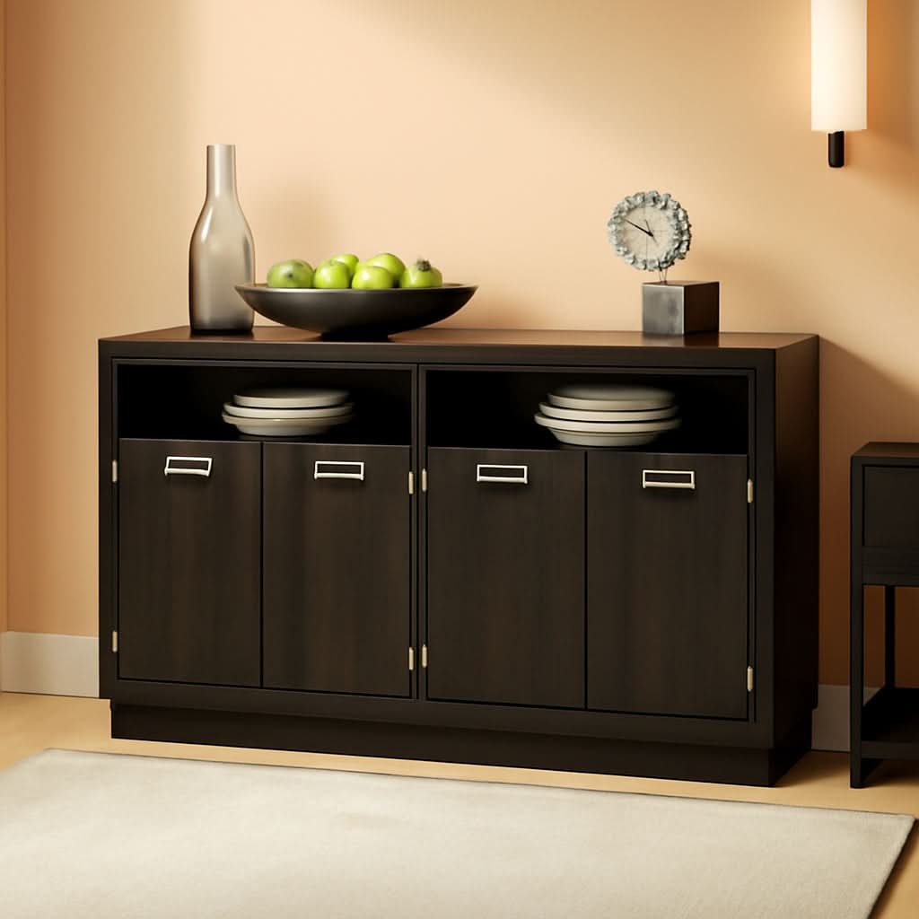 Hyndell 60.13 Inch Contemporary Dining Room Buffet Server With Double Cabinets