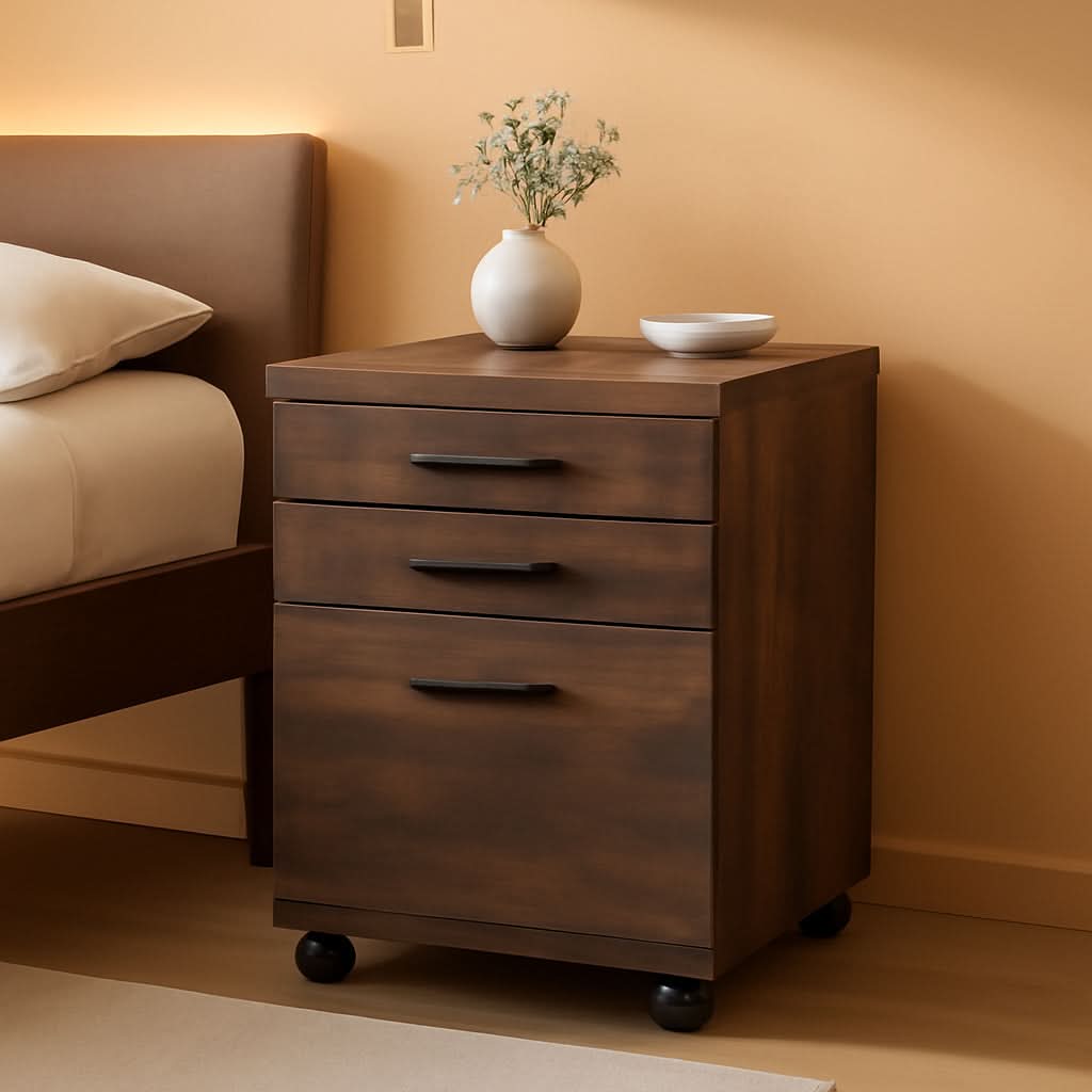 I 7400 Rolling File Cabinet 3 Drawer Brown Laminate