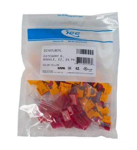 IC107L6CYL CAT6 EZ 25 PK YELLOW ICC-CAT6JKPK-YL