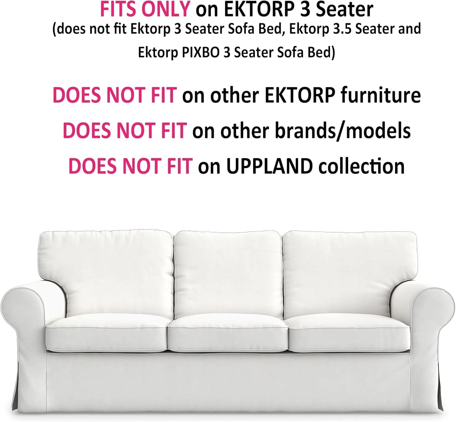 IKEA Ektorp 3 Seat Sofa Slipcover White Replacement