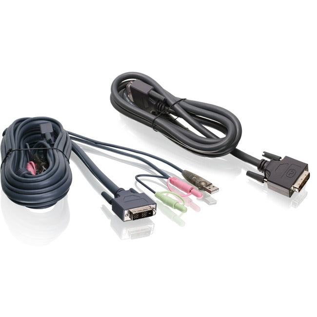 IOGEAR 6ft Dual View Dual-Link DVI, USB KVM Cable Kit with Audio (TAA Compliant) G2L7202U