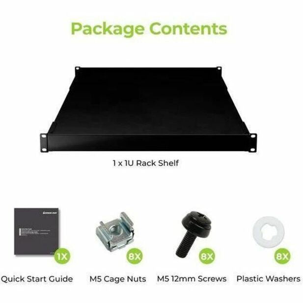 IOGEAR Adjustable Depth Fixed Server Rack Shelf Heavy-Duty for IT Pros GRSH02