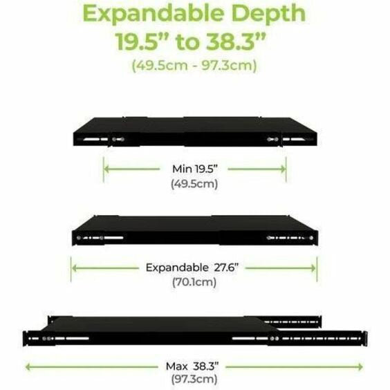 IOGEAR Adjustable Depth Fixed Server Rack Shelf Heavy-Duty for IT Pros GRSH02