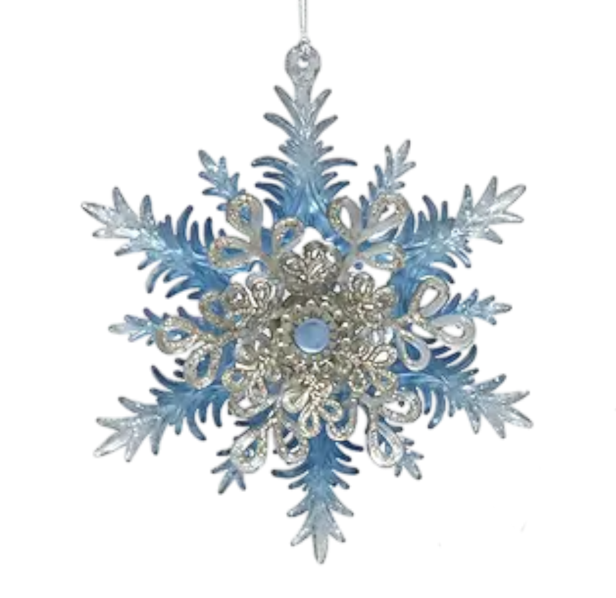 Icy Blue Gem Snowflake Ornament