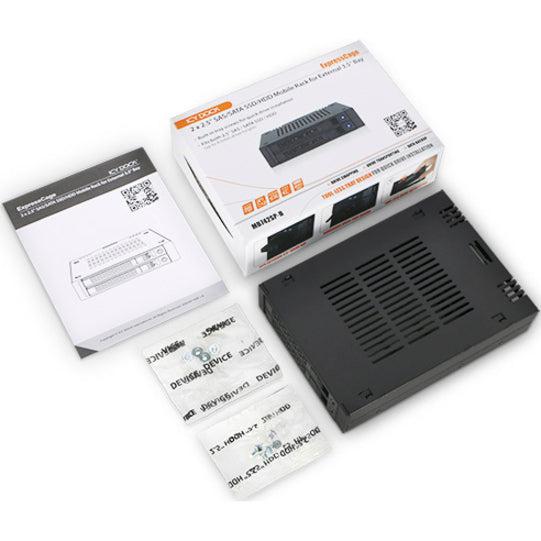 Icy Dock Expresscage Mb742Sp-B 2X 2.5 Inch Sas/Sata Hdd/Ssd Mobile Rack For External 3.5 Inch Bay - Comparable To Tray-Less Design (Black)