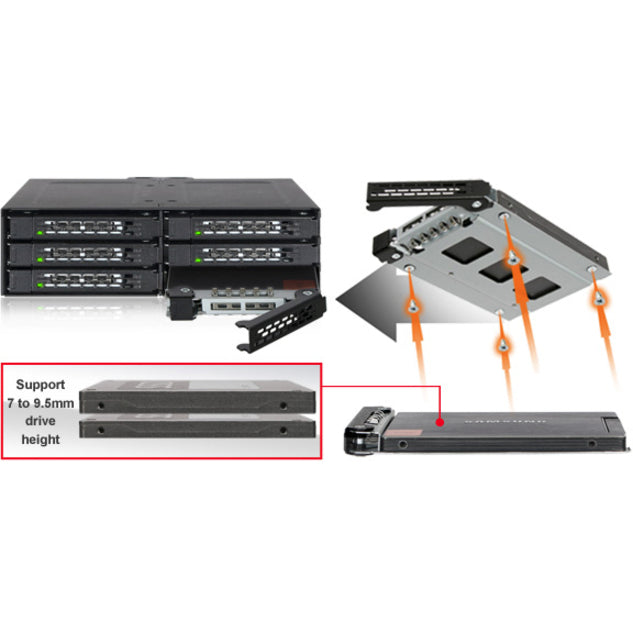 Icy Dock Tougharmor Mb608Sp-B Drive Enclosure For 5.25" - Serial Ata/600 Host Interface Internal - Black