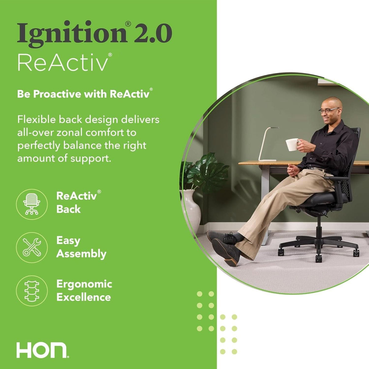 Ignition 2.0 Reactiv Ergonomic Office Chair With Lumbar Support Blue