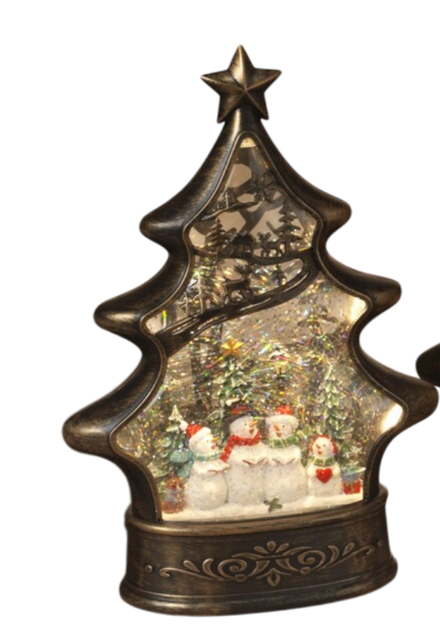 Illuminated Christmas Tree Water Globe - Snowman