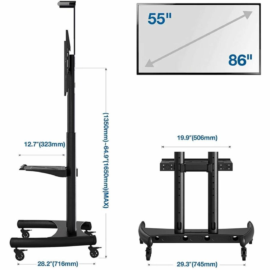 InFocus Mobile Cart for Displays up to 86 - 200 lb Capacity - 4 Casters - 39 Width x 29 De