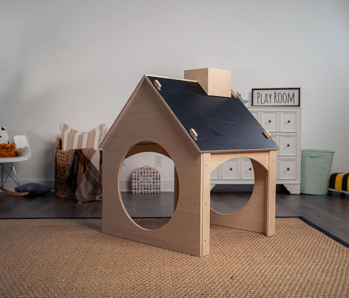 Indoor Montessori Wooden Playhouse With Chalkboard