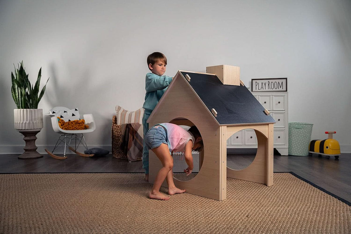 Indoor Montessori Wooden Playhouse With Chalkboard