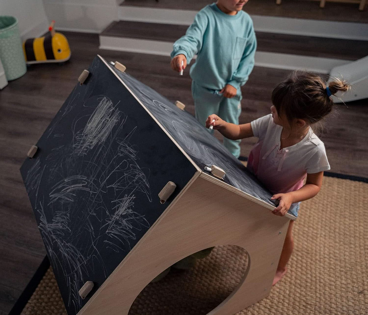 Indoor Montessori Wooden Playhouse With Chalkboard