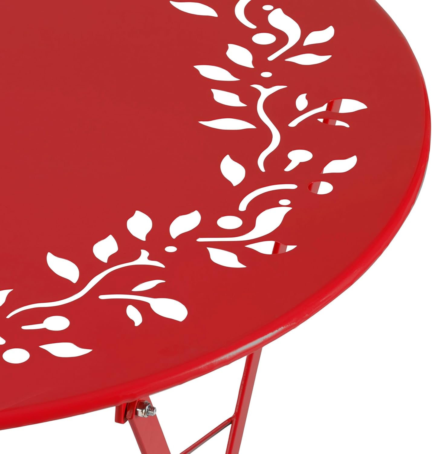 Indoor Outdoor 3 Piece Folding Bistro Set Red Table Chairs