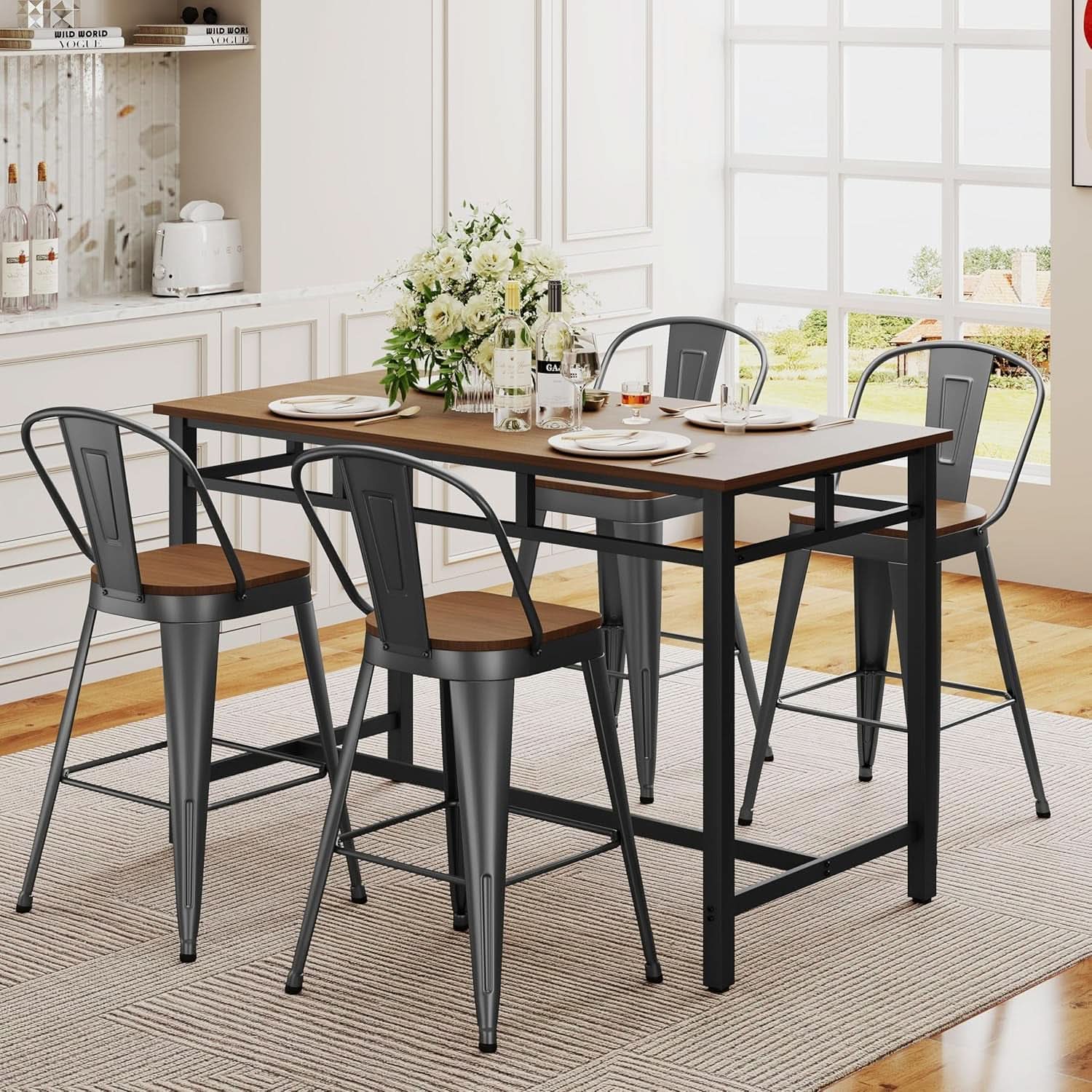 Industrial 24 Inch Bar Stools Set of Four