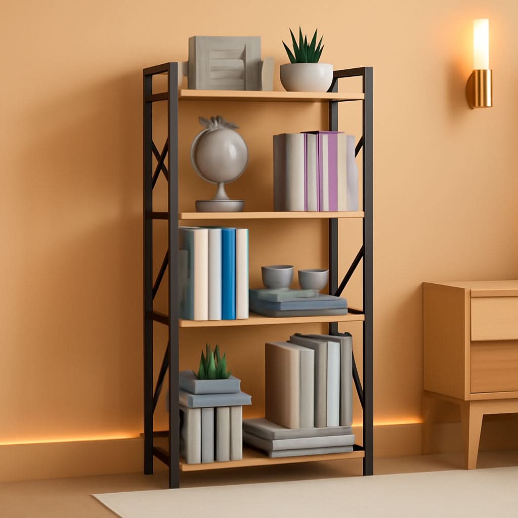 Industrial 5-Tier Bookshelf With Metal Frame 52-Inch Brown