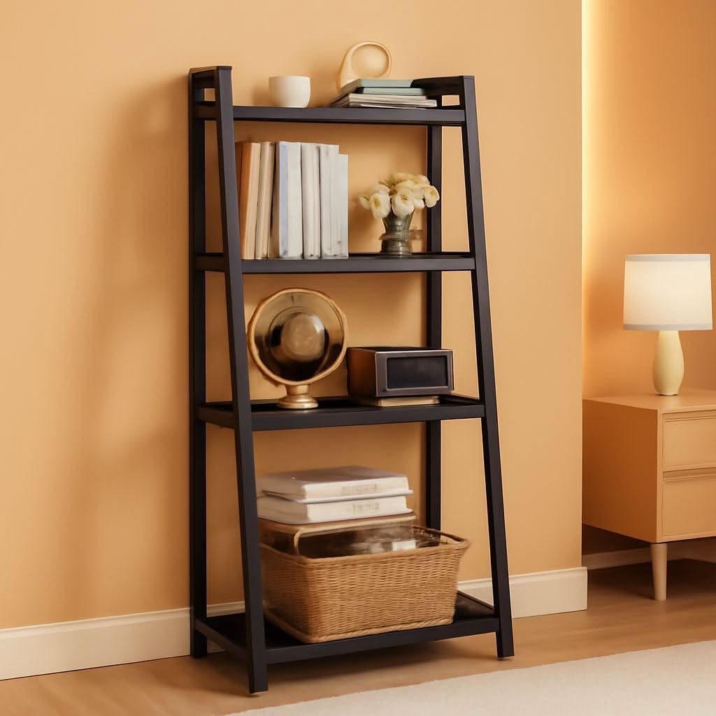 Industrial 5 Tier Bookshelf With Steel Frame 74In Tall