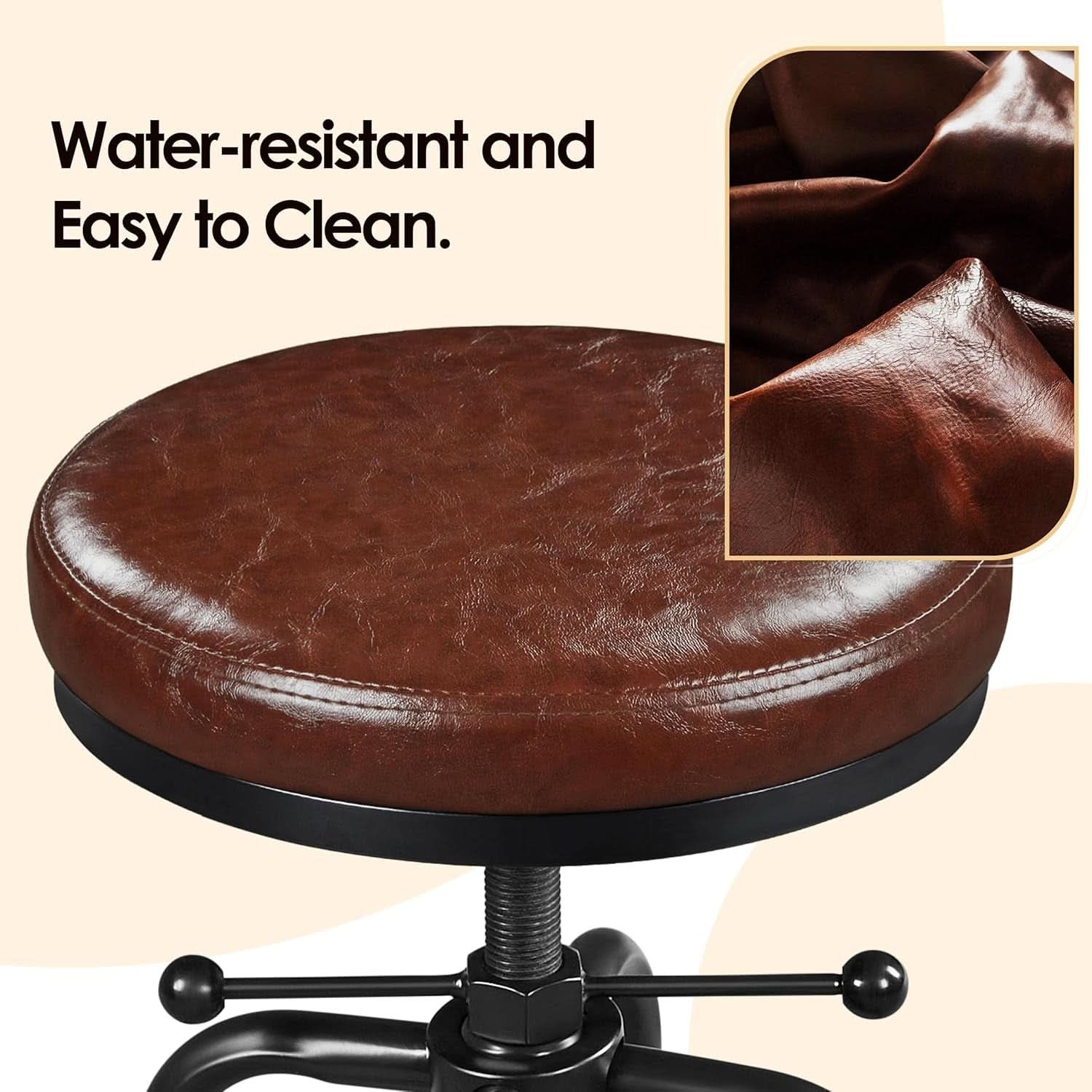 Industrial Bar Stool Adjustable Brown Counter Height