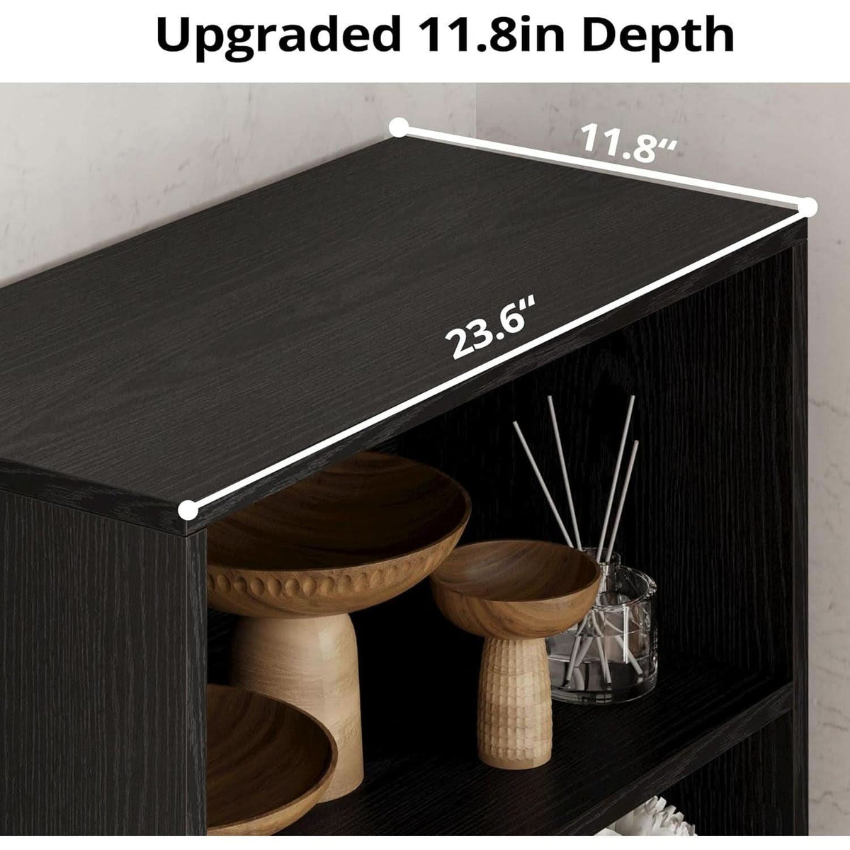 Industrial Bookshelf With Doors 11.8 Inch Depth 5 Shelves