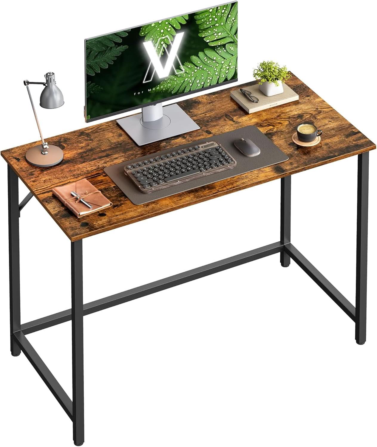 Industrial Computer Desk With Metal Frame Rustic Brown And Black 39.4 Inch