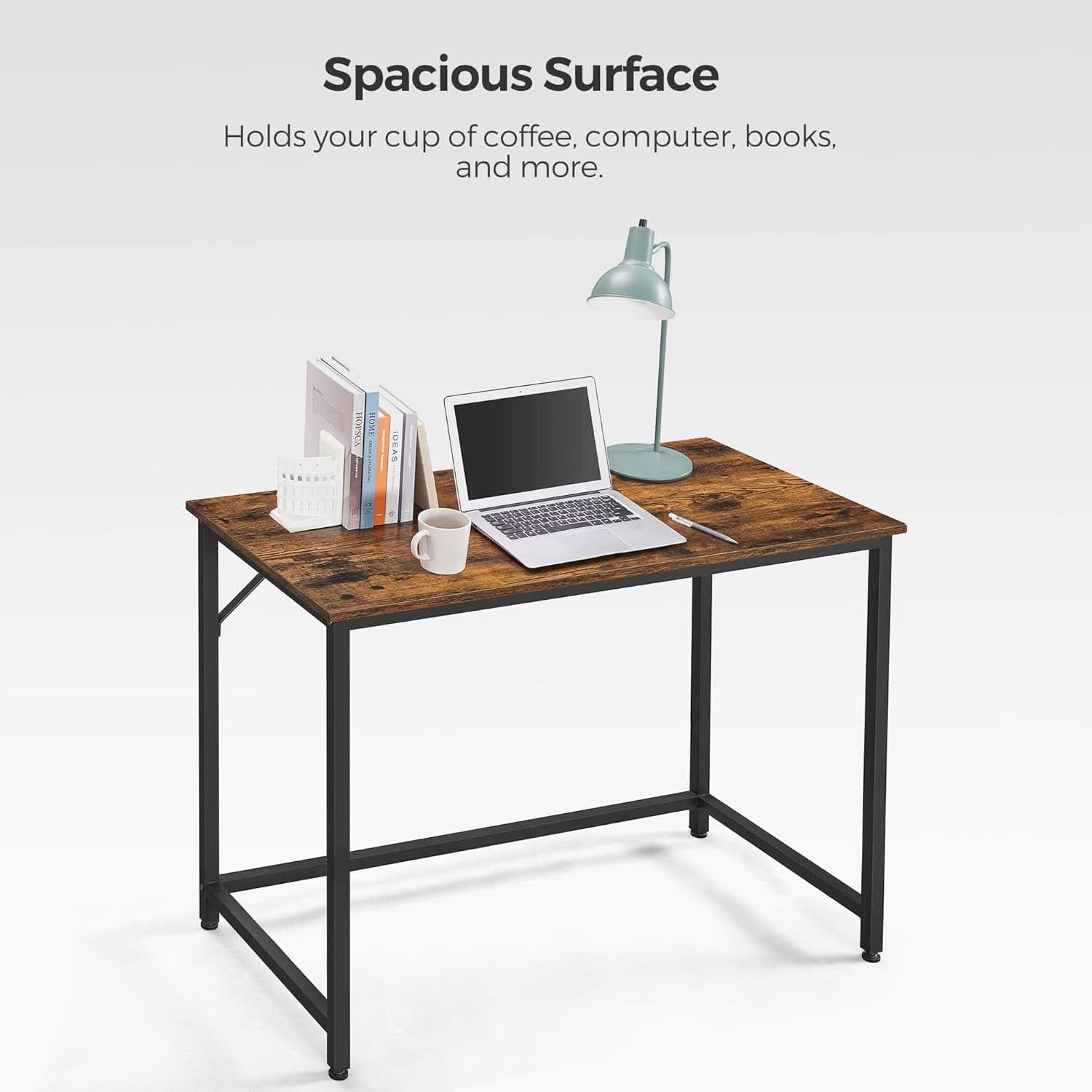 Industrial Computer Desk With Metal Frame Rustic Brown And Black 39.4 Inch