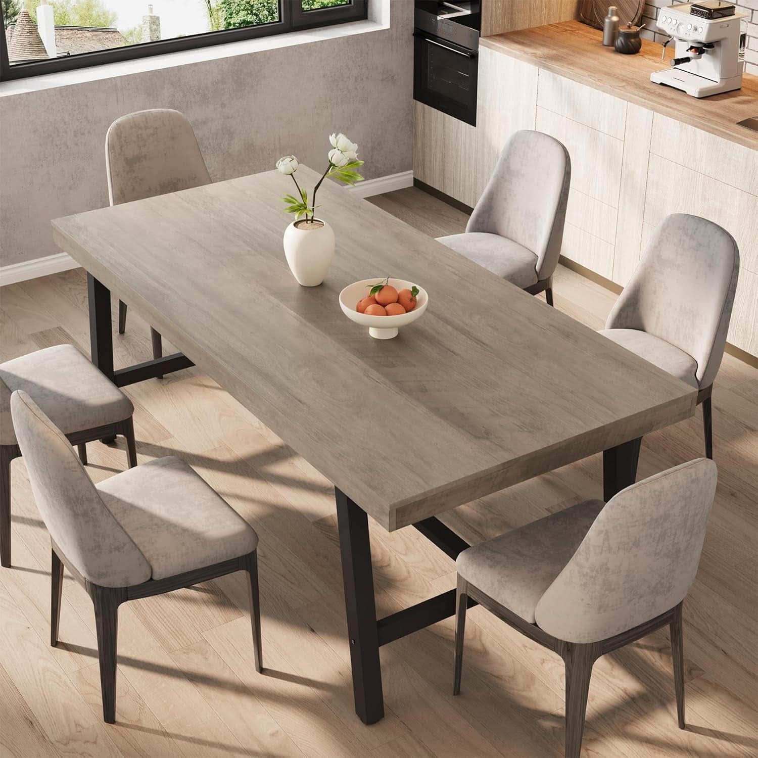 Industrial Dining Table 70.87 Inch Grey For Kitchen