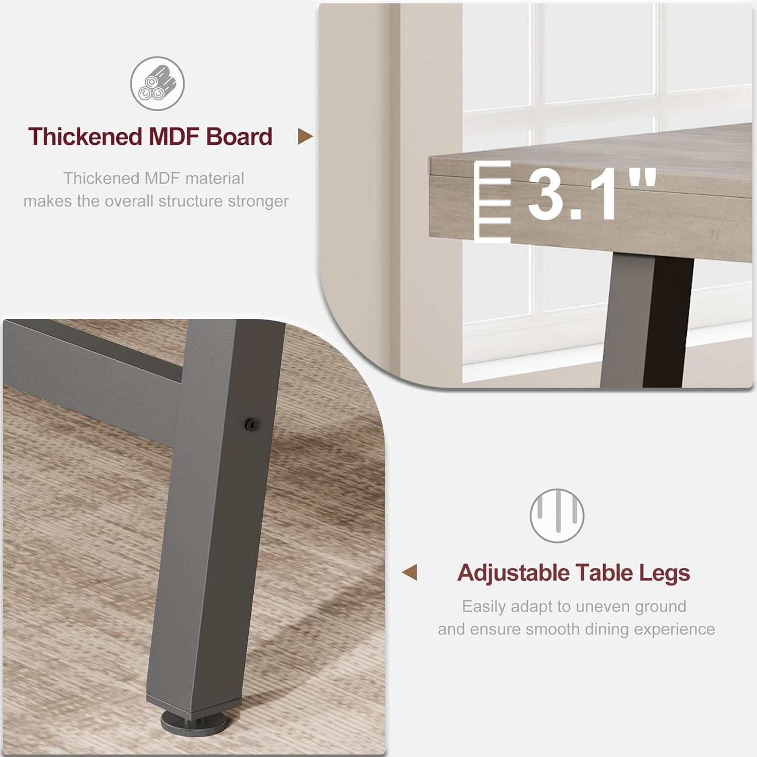 Industrial Dining Table 70.87 Inch Grey For Kitchen