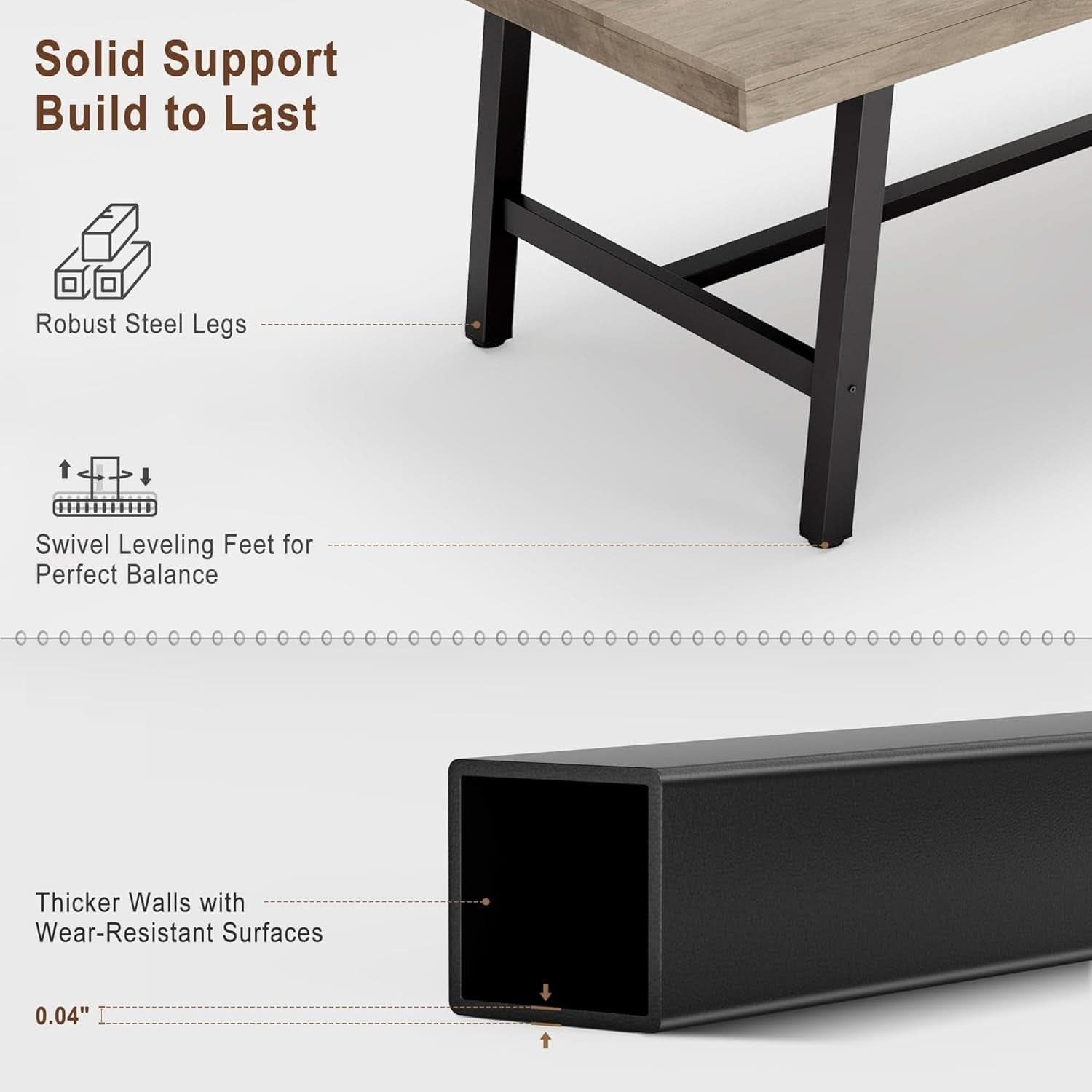 Industrial Dining Table 70.87 Inch Grey For Kitchen