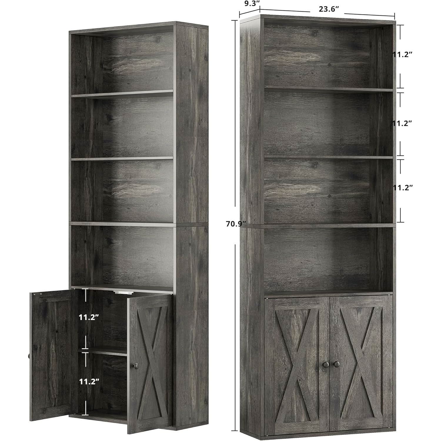 Industrial Doors Bookcases Set Of 2 70 Inch Tall 6 Shelf