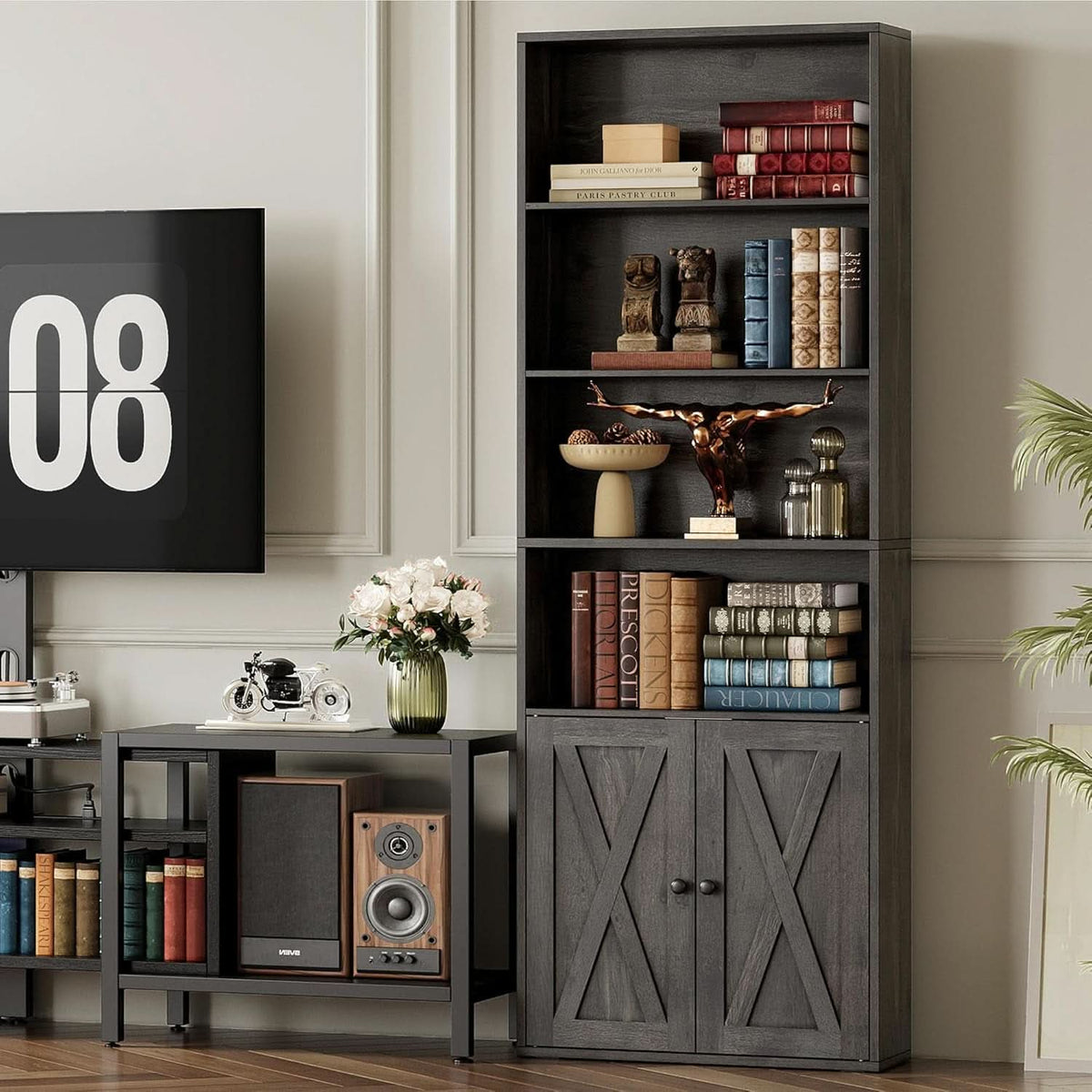 Industrial Doors Bookcases Set Of 2 70 Inch Tall 6 Shelf