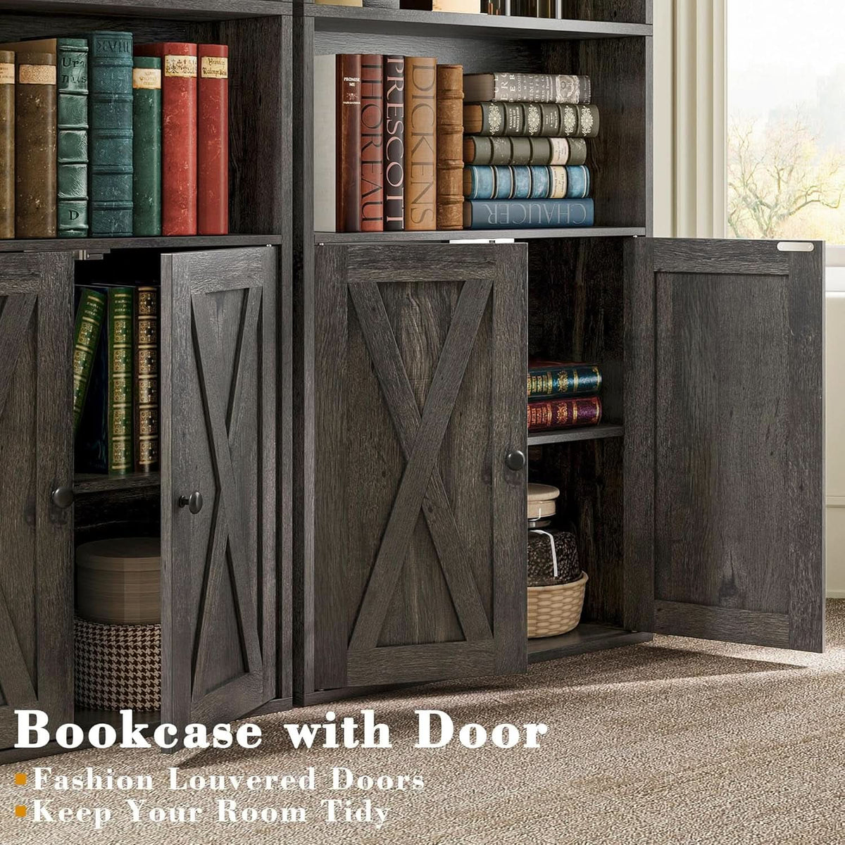 Industrial Doors Bookcases Set Of 2 70 Inch Tall 6 Shelf