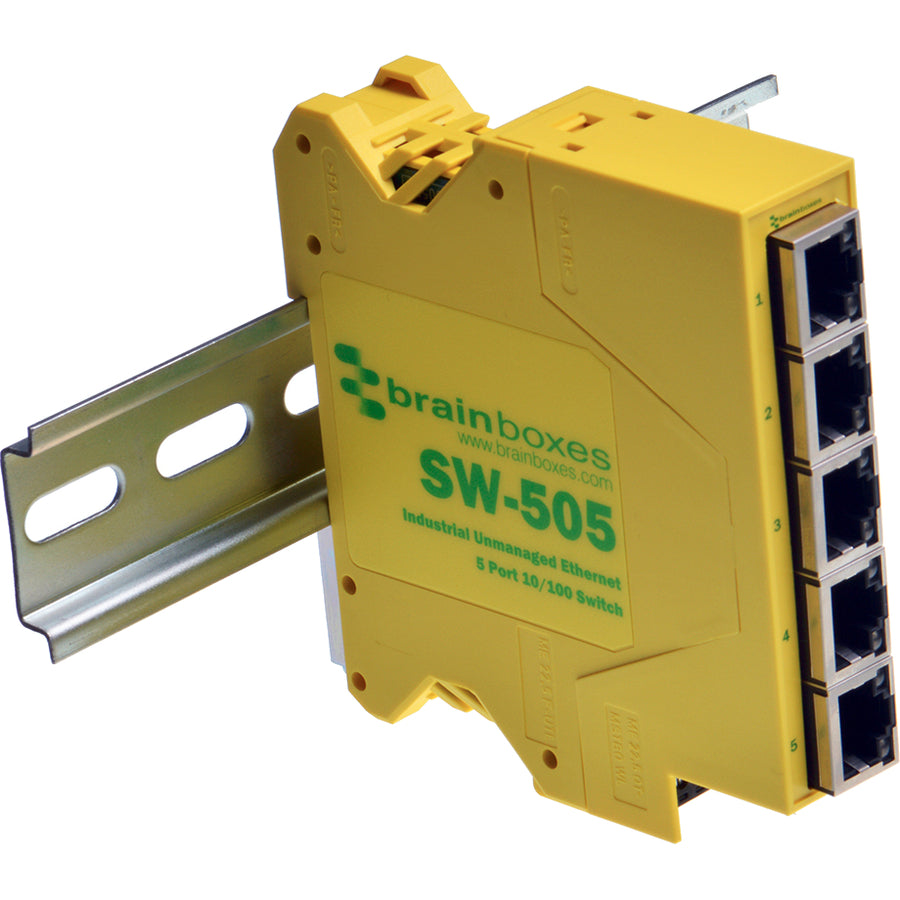 Industrial Ethernet Switch - Brainboxes SW-505 5-Port DIN-Rail | Tecisoft