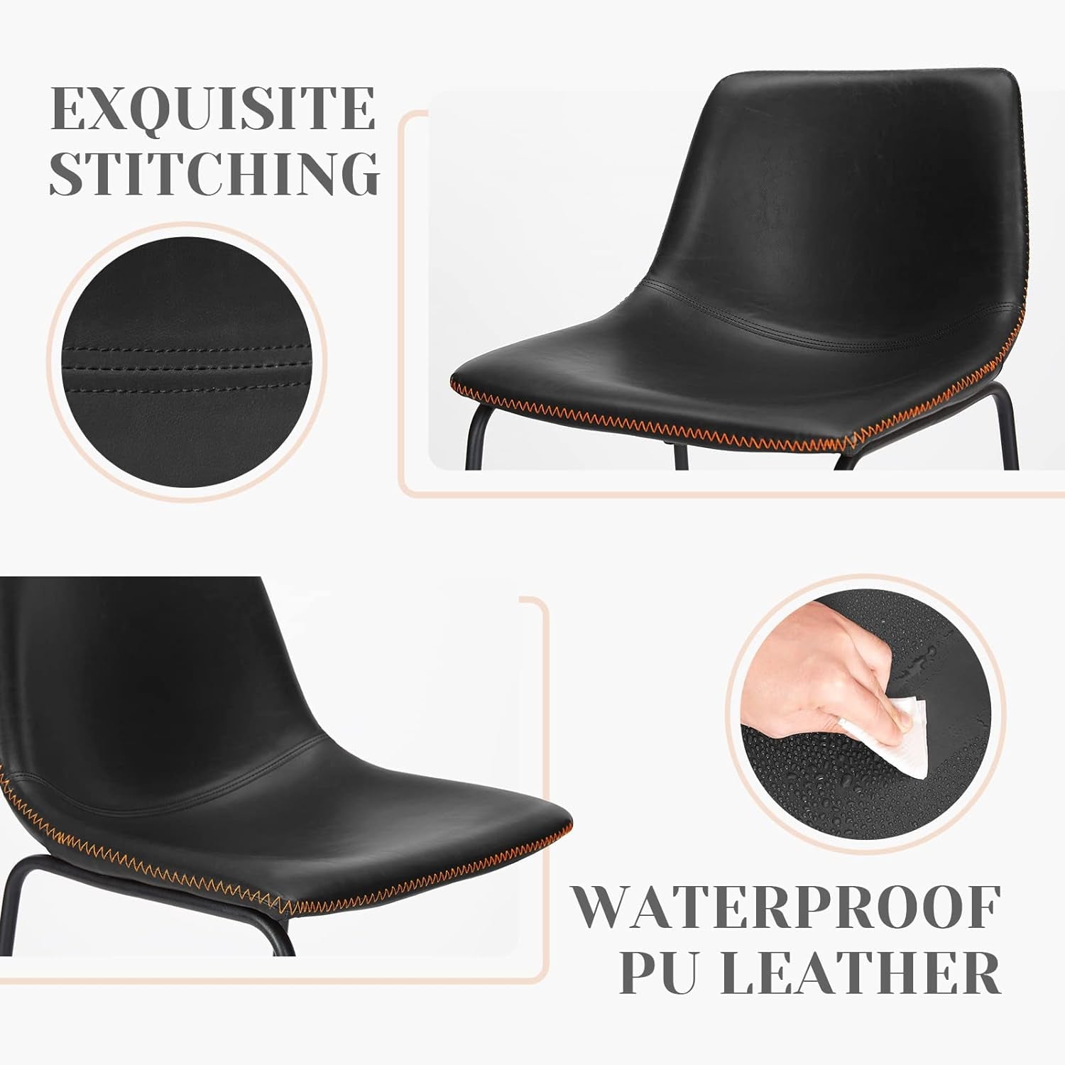 Industrial Faux Leather Bar Stools Set of Two