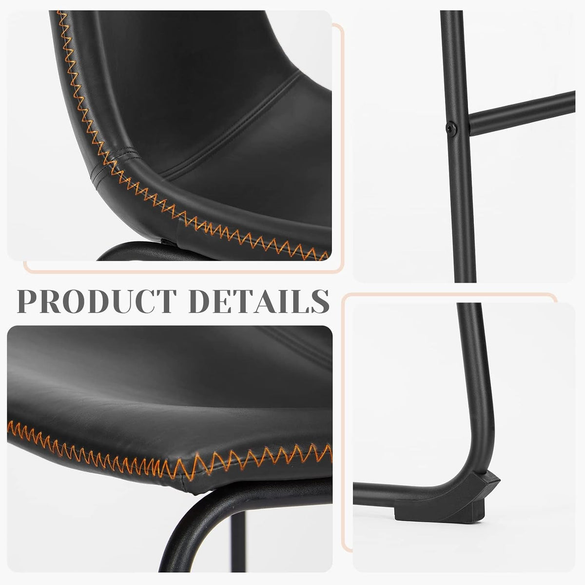 Industrial Faux Leather Bar Stools Set of Two