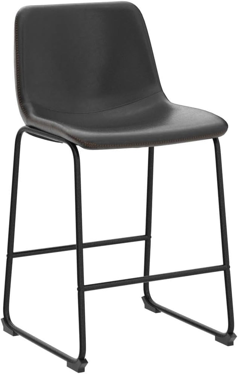 Industrial Faux Leather Bar Stools Set of Two