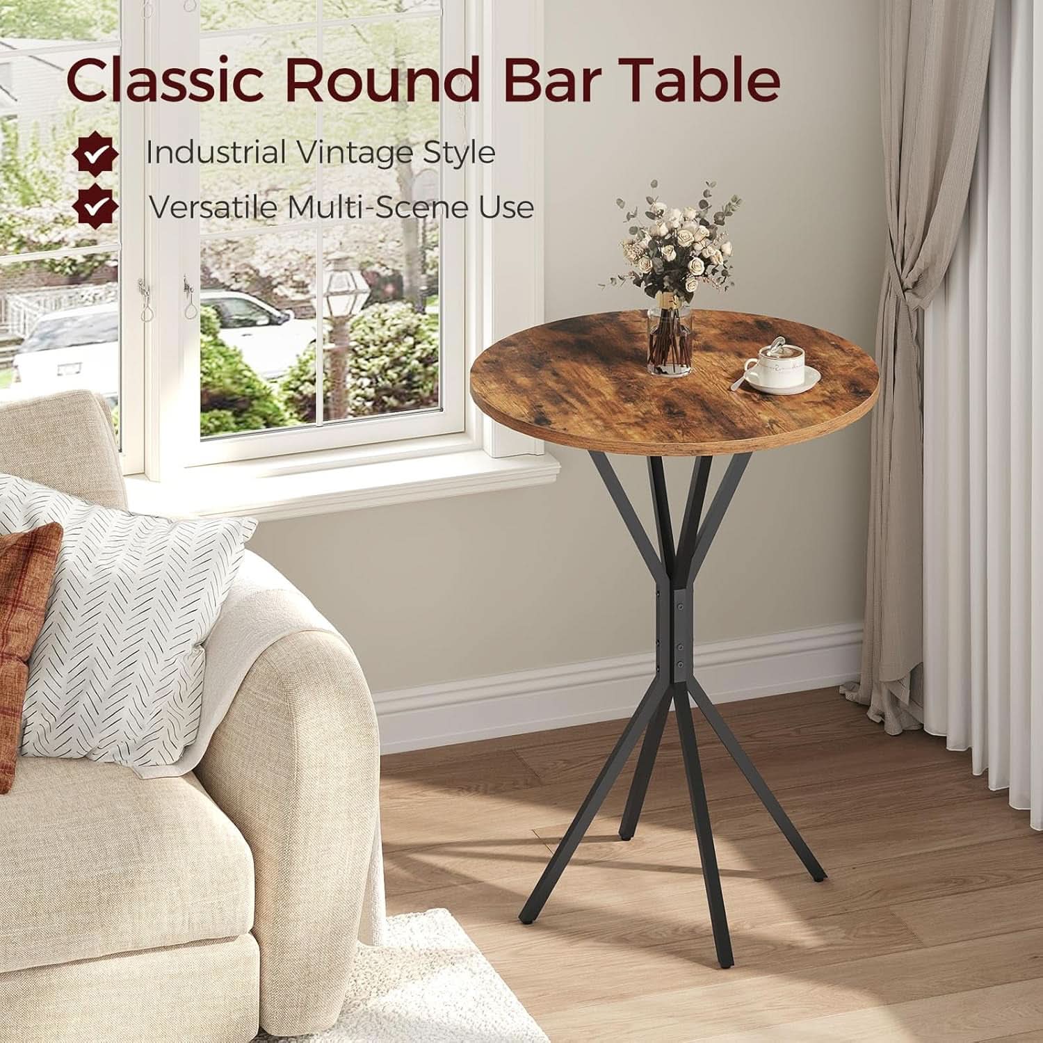 Industrial Grade Round Bar Tabletop 36.2 Inches Tall