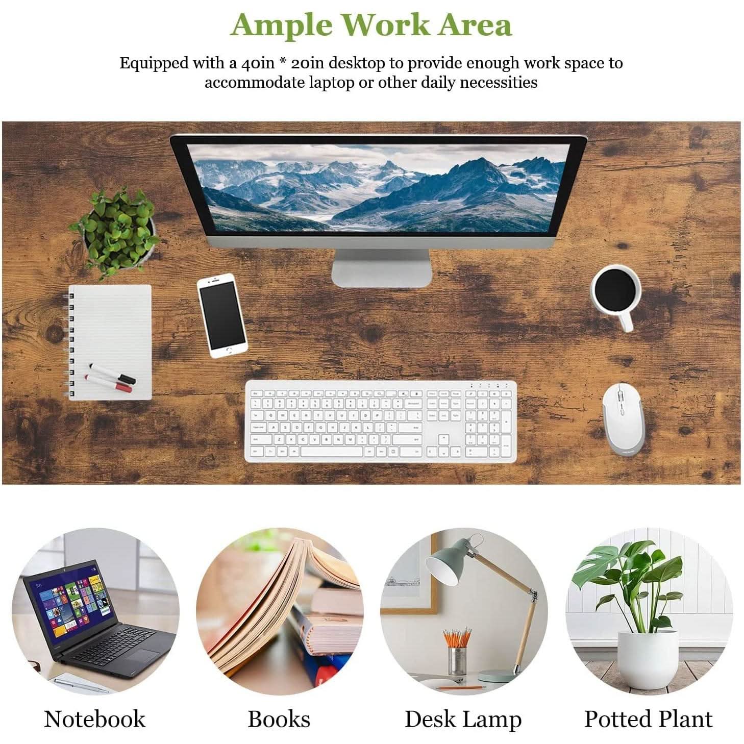 Industrial Laptop Desk 39.4 Inch Length 19.7 Inch Width