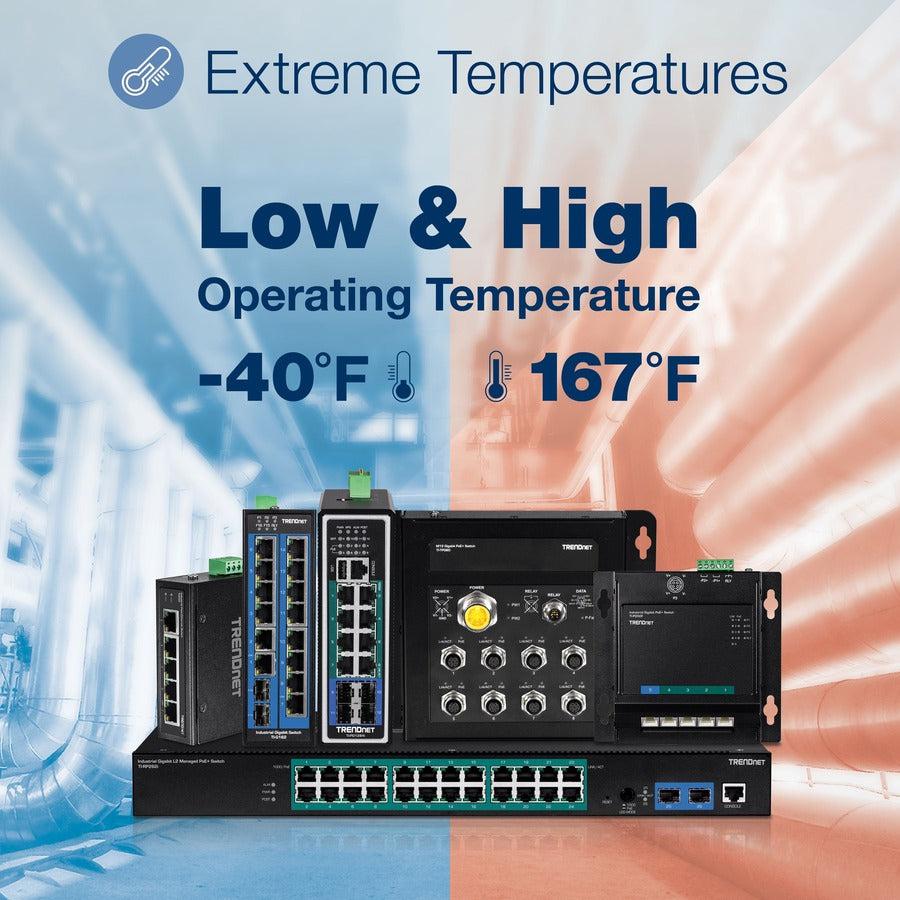 Industrial PoE+ DIN-Rail Switch - 5-Port Fast Ethernet Network Solution | TrendNet TI-PE50