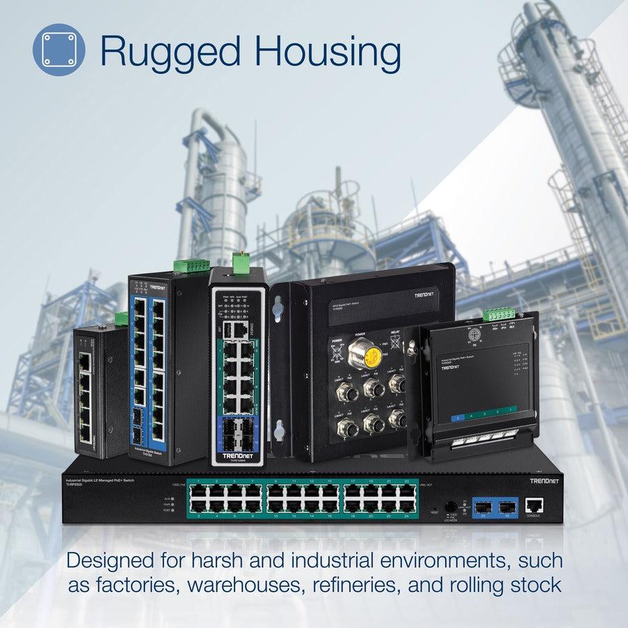 Industrial PoE+ DIN-Rail Switch - 5-Port Fast Ethernet Network Solution | TrendNet TI-PE50