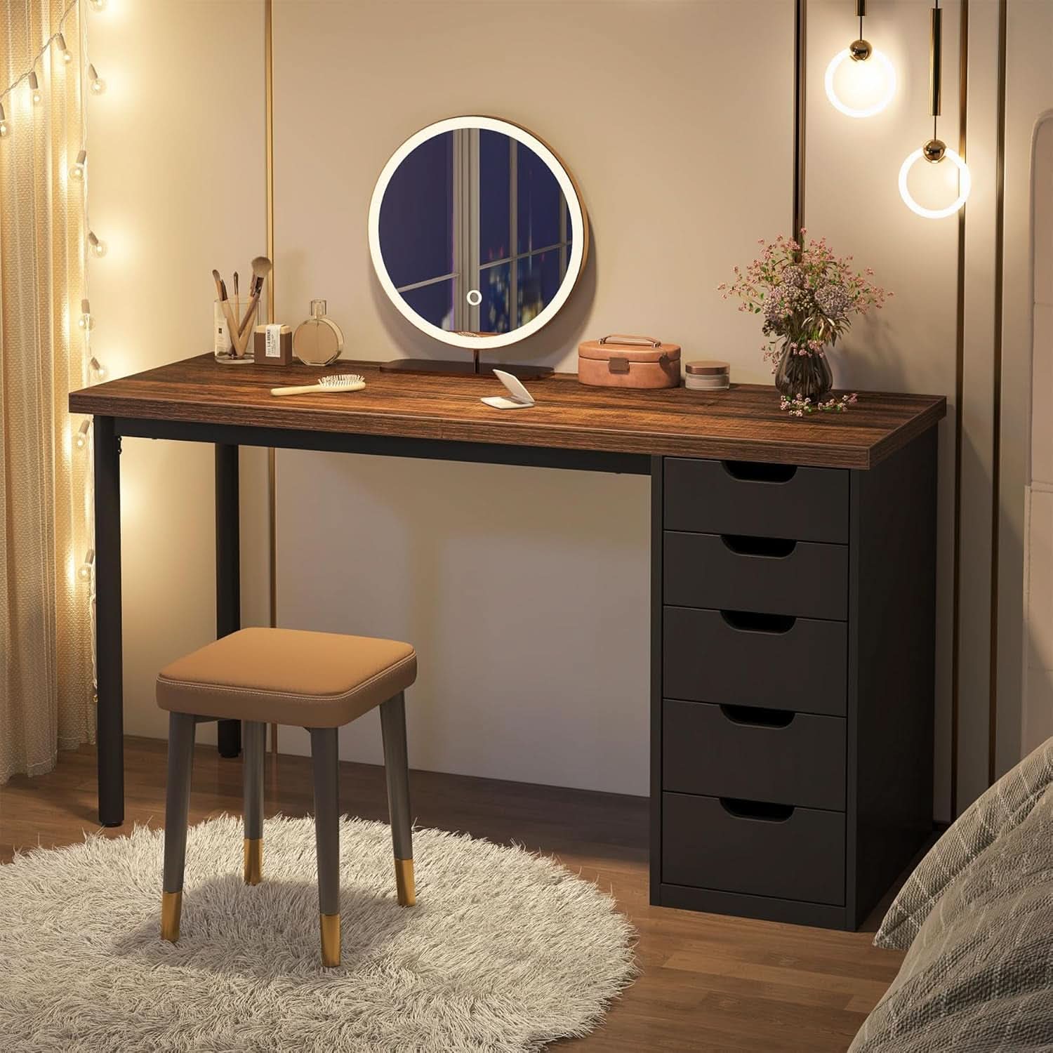 Industrial Rustic Brown Forty Seven Inch Computer Desk Storage