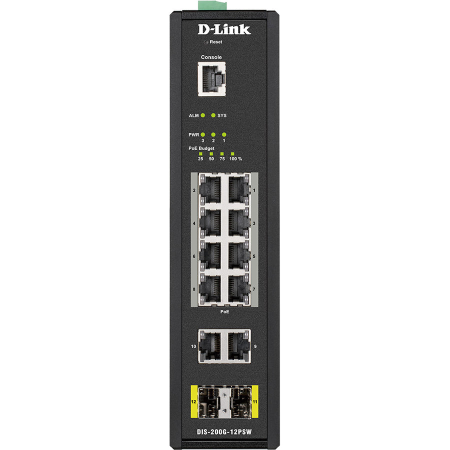 Industrial Smart Managed Switch - D-Link DIS-200G-12PSW PoE Ruggedized Network | TecISoft