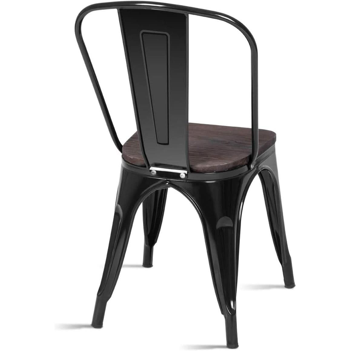 Industrial Stackable Metal Stools Set Of 4 With Elm Seats