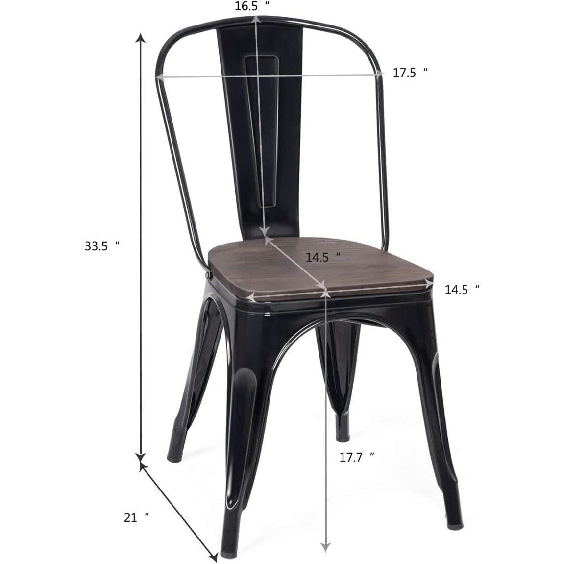 Industrial Stackable Metal Stools Set Of 4 With Elm Seats