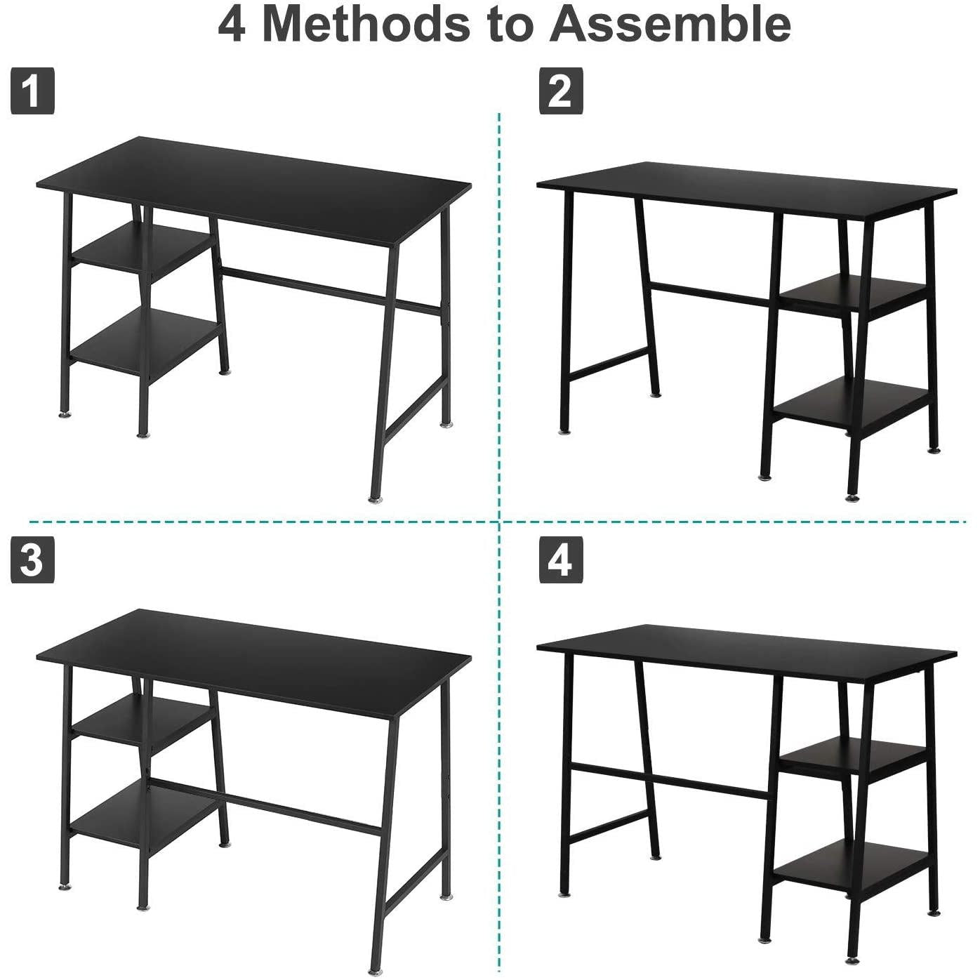 Industrial Style Computer Desk With Storage Shelves