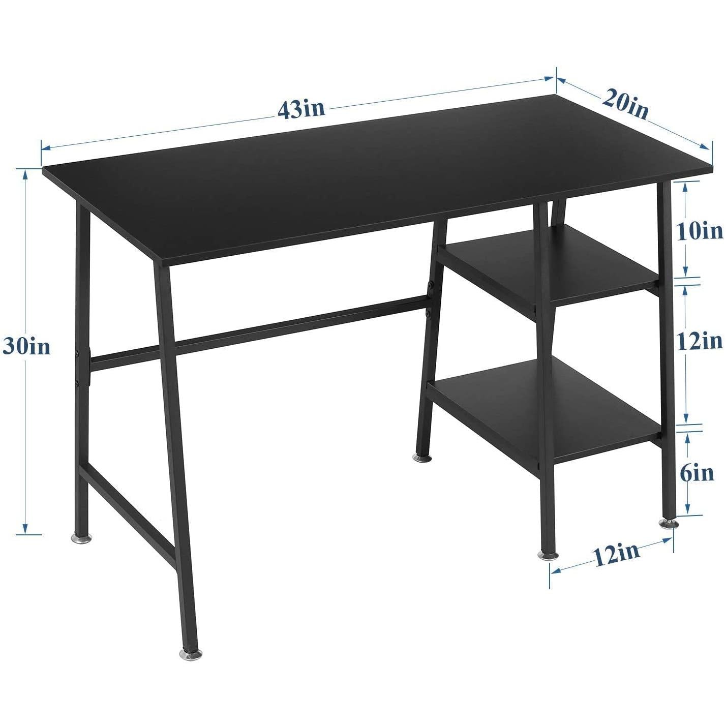 Industrial Style Computer Desk With Storage Shelves