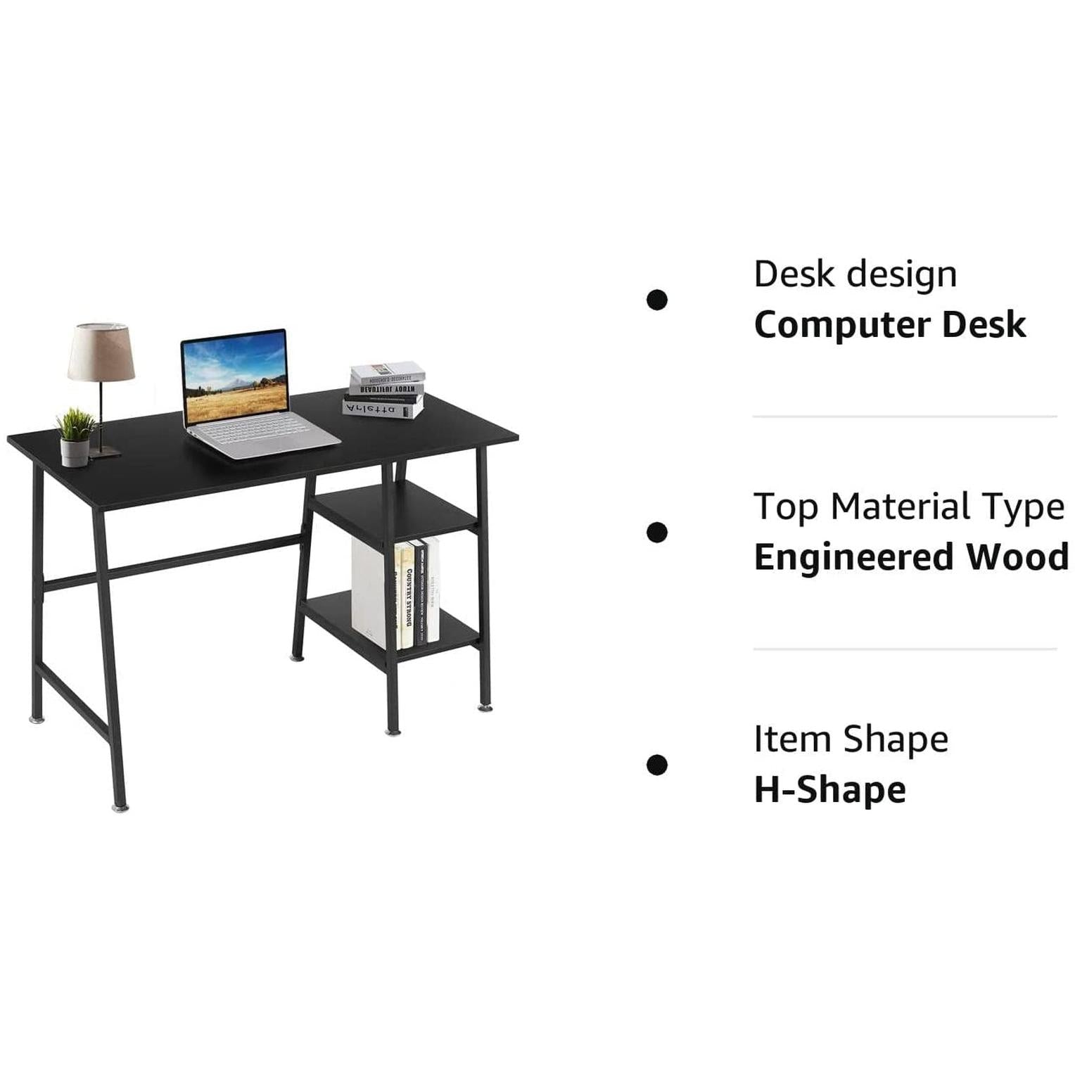 Industrial Style Computer Desk With Storage Shelves