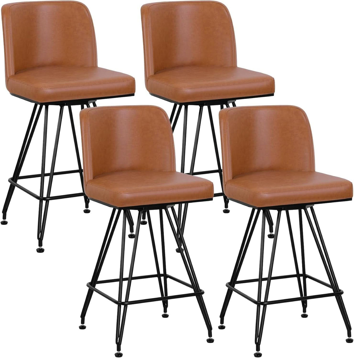 Industrial Swivel Bar Stools Set of Four 26 Inch