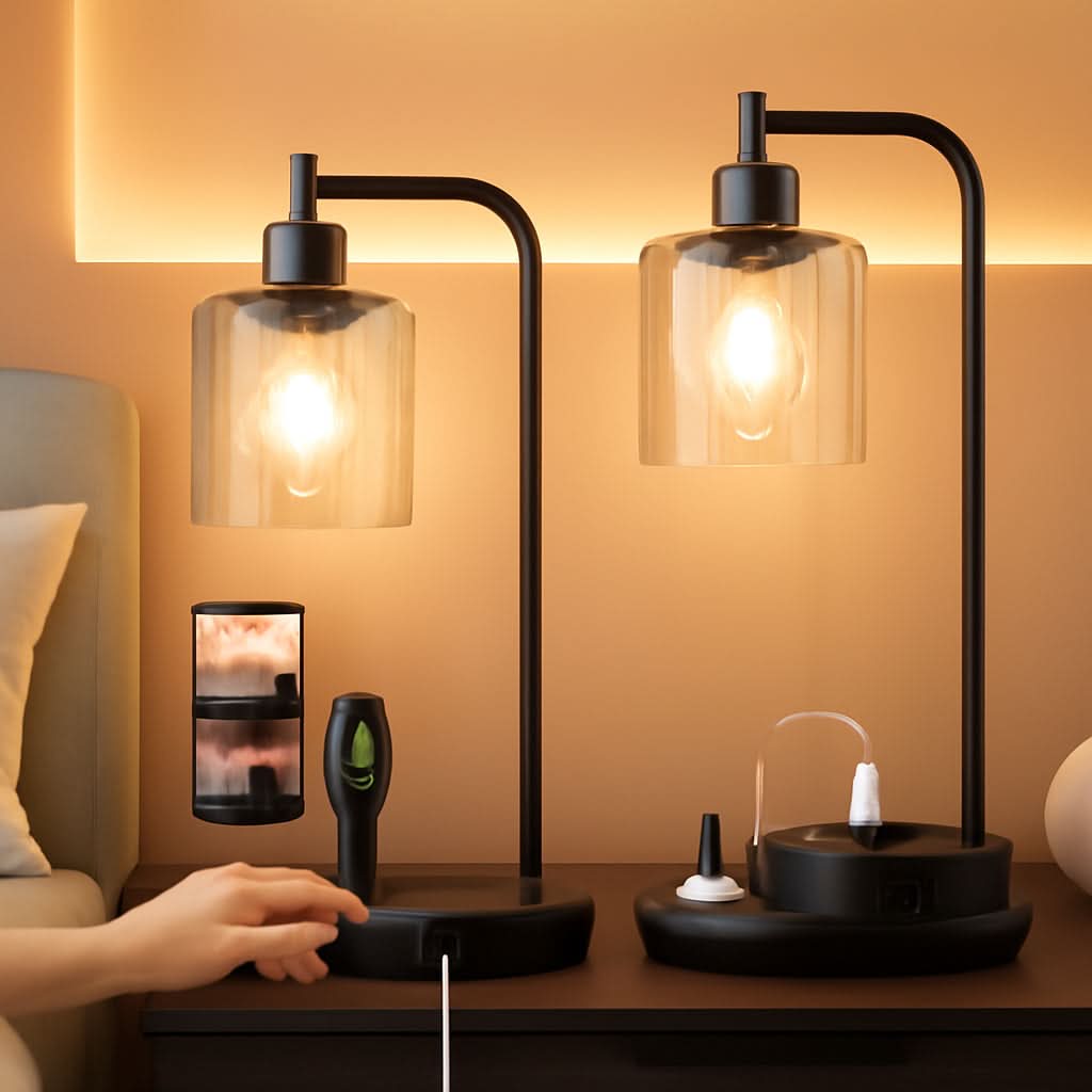 Industrial Table Lamps 2 Pack Black Dimmable USB Ports
